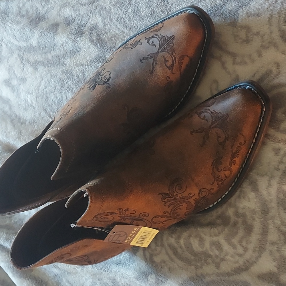 NWT Roper Ava Open Side Ankle Snip Toe Bootie Cognac - Size 10.5